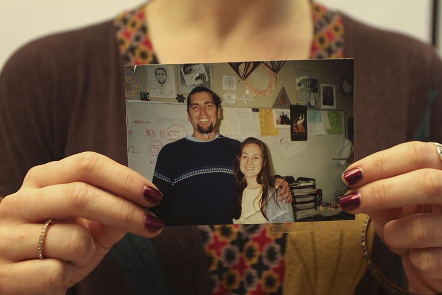 From her last day of school as a former student at Downey High, Ms. Gunderson holds a picture taken with her and her former AP Calculus teacher, Mr. Bremer, who inspired her to become the math instructor she is today.  