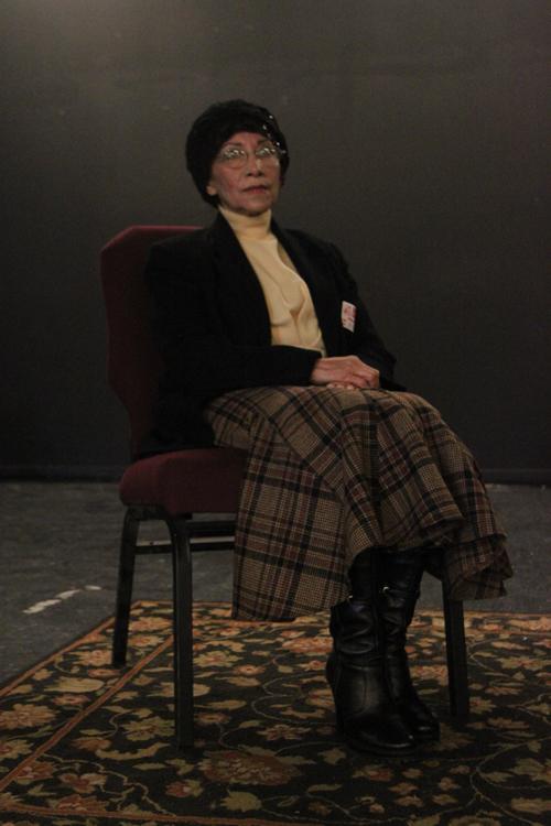 On Feb. 21, guest speaker, Esperanza, waits in the theatre to discuss her father’s survival during the Holocaust.  “My father helped the Jewish people change their names, because he too had 10 passports with multiple names,” Esperanza said.