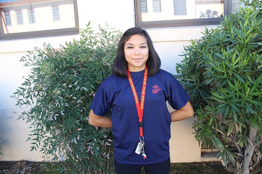 After high school some students plan to go to college, but Amberly Espindola, 12, plans to go into the Marines once she graduates. Her older brother was in the Marine Corps, which is why she plans on going as well.