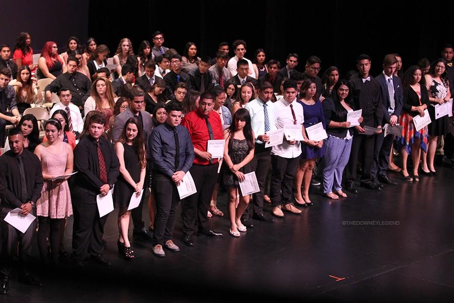 In the Downey Civic Theatre on June 8, forty-eight Downey High School Seniors get awarded with the Stauffer Scholarship at Senior Awards night. “I was excited to have been selected as one of the recipients of the Stauffer scholarship,” senior Marilyn Garcia said. “I am so glad that such an amazing person like Dr. Stauffer exists to help students pay for their college tuition.