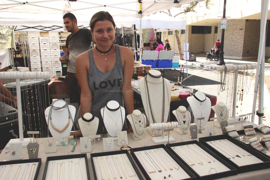 At the farmers’ market on 3rd Street, on October 1, vendor Lisa designs and sells her jewelry to make money. “I design the jewelry myself,” Lisa said. “The Haus of Accessories manufactures them.”