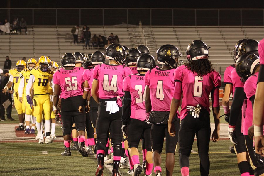 After the game, Downey applauds the rival team and goes home with a victory of 62 to 6 against Lynwood High School on Oct. 20.