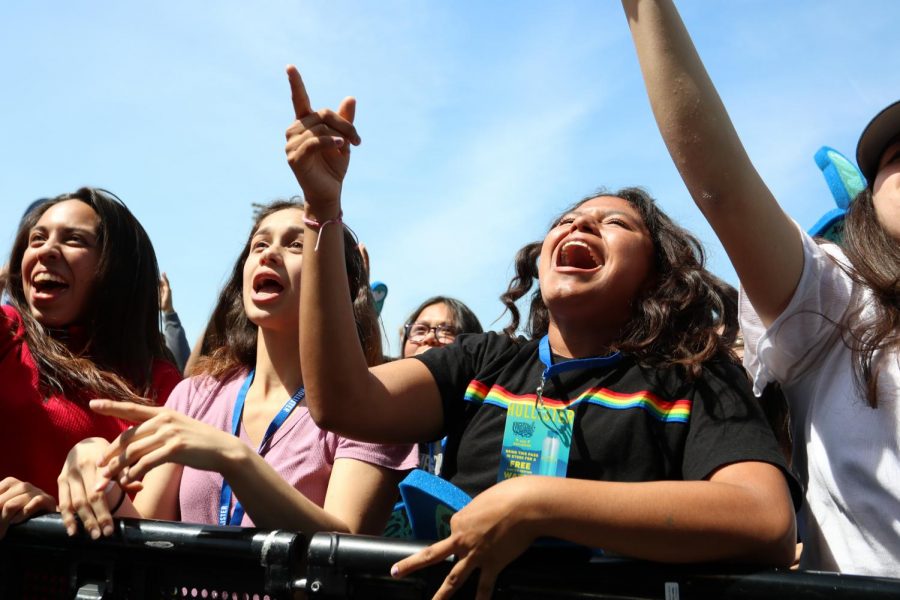 Singing along in the crowd at Downey’s first ever “Coachella” hosted by High School Nation, Jayleen Torres, 12, is with her friends having a blast front and center on Mar. 31. “The experience was fun, outrageous, and once in a lifetime,” Torres said. “Meeting the Plain White T’s was one of my favorite parts and just being able to have fun with my friends.” 