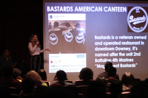 Discussing about a business on May 3rd in the Downey high school theater Anna Rodriguez speaks on what incited her to form an assembly.  “My biggest inspiration to bring something like this is to the school was the students here at Downey,” Rodriguez said. “The seniors here are the future and it’s important that they found out how social media works.”