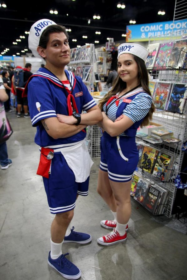 Having a love for the hit TV show, Stranger Things, Sebastian Rodriguez (left) and Natasha Evans (right), both cosplay as their favorite characters. “We decided to be Steve and Robin basically as soon as we finished season 3 and we automatically knew that this is what we were gonna do,” Evans (right) said. “The costumes cost like forty dollars each so really affordable and really fun to wear.”