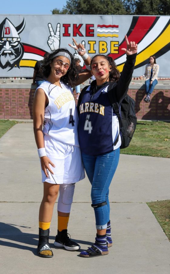 In the spirit for Warren Wimp Day, junior, Rachel Spinosa (Left) and senior, Ilani Avila (Right) dressed up as a pair of wimpy Warren basketball players. “It’s crazy to think that it’s already my third Warren Wimp Day,” Spinosa said. “It’s a bitter-sweet feeling that next year will be my last because I won’t be spending it with my best friend Ilani, but I know next year will be amazing too.”