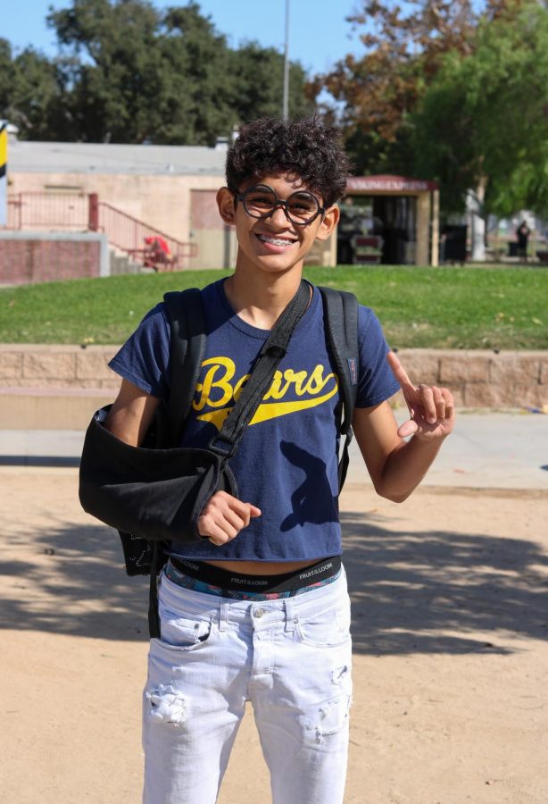 For Warren Wimp Day 2019, sophomore, Jimmy Guerrero, dressed as an injured Warren Wimp. This year, Warren Wimp Day took place two days before the football game rather than the day prior.  “To be honest, I didn’t really feel the same energy as last year,” Guerrero said. “Like last year there was more hype because the football game was the next day but the day was still really fun and had lots of spirit overall.”