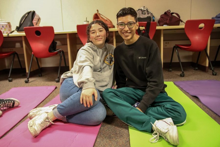 During the second week of March, Downey High School dedicated a full week in regards to Mental Health. Sofia Rodriguez (Left), 12, and Tyler Hanks (Right), 12, spent their lunch in the Writing Center for a Meditation Session on Monday, March 9th. “I love the idea of Mental Health Week because it can help me and my peers out,” Hanks said. “When there’s a big test, I get really anxious but I try to think positive and tell myself that it’s only a test.”