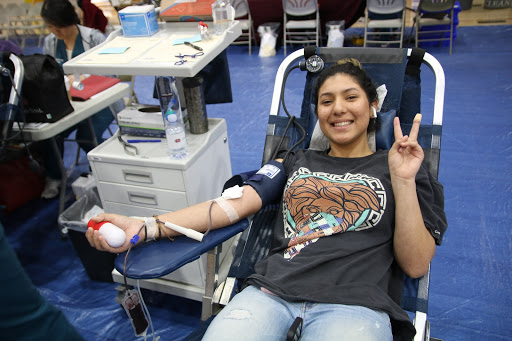 While showing her Vike Vibe, Kaylee Valencia, 12, was donating blood for the first time ever. “All my friends did it last time and I told myself I was gonna do it the next time and I did,” Valencia said. “Yeah I was nervous, but it’s for a good cause so I went with it and I plan on doing it again.”