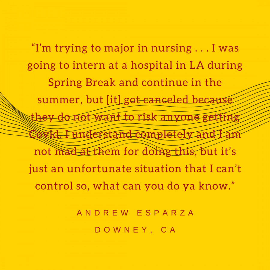 Downey resident Andrew Esparza shares how Covid-19 hindered his career plans.