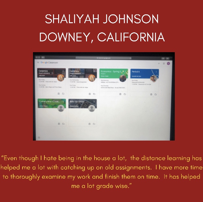 Senior Shaliyah Johnson shares how distance learning has helped her improve her grades